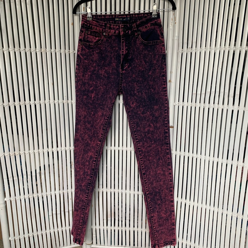 LoveCulture Pink Acid Wash High Rise Skinny Jeans